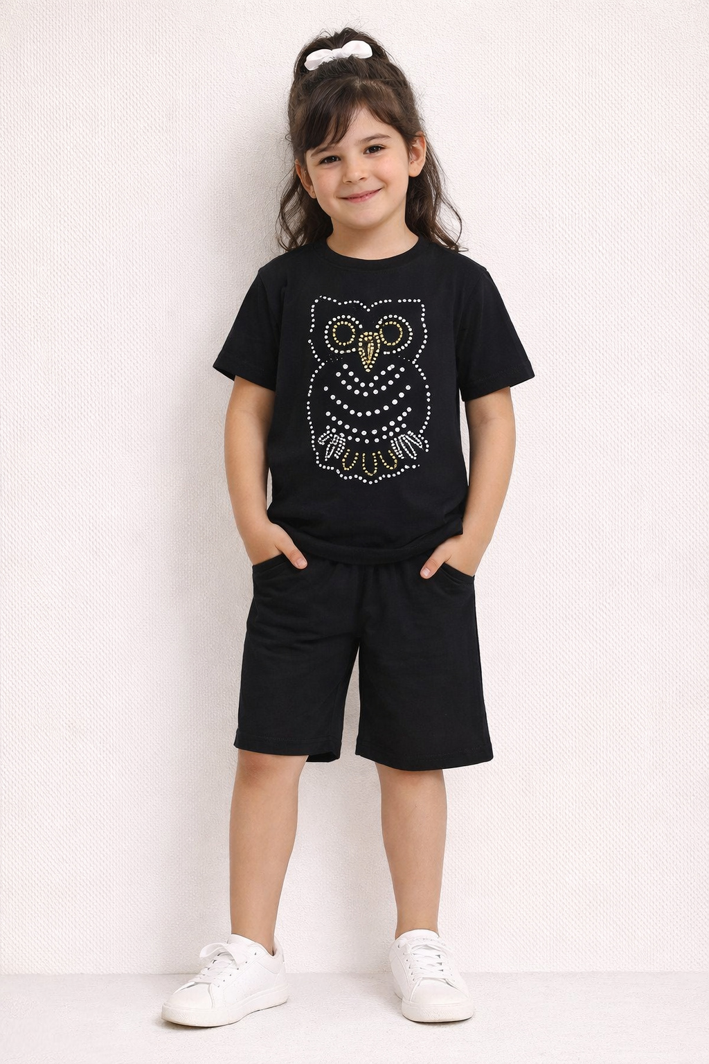 تیشرت شلوارک پنبه جغد دخترونه سایز35/40/45/50